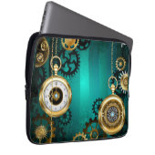 Steampunk Jewelry Watch, wir haben Green Backgroun Laptopschutzhülle (Vorne Rechts)