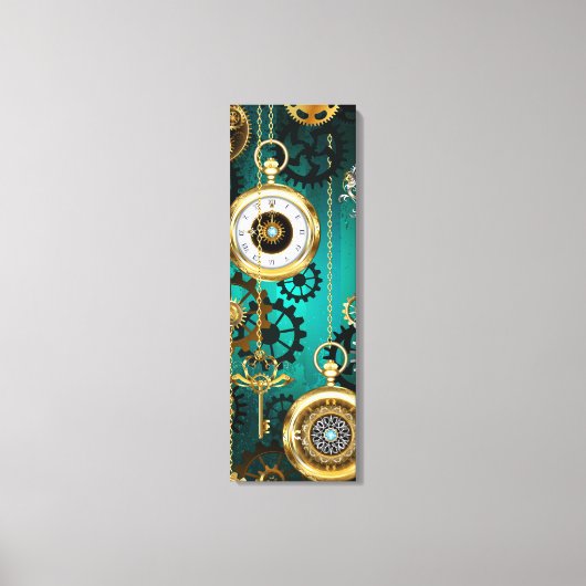 Steampunk Jewelry Watch, wir haben Green Backgroun Leinwanddruck (Vorderseite)