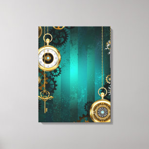 Steampunk Jewelry Watch, wir haben Green Backgroun Leinwanddruck