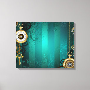Steampunk Jewelry Watch, wir haben Green Backgroun Leinwanddruck