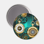 Steampunk Jewelry Watch, wir haben Green Backgroun Magnet (Vorderseite/Rückseite)