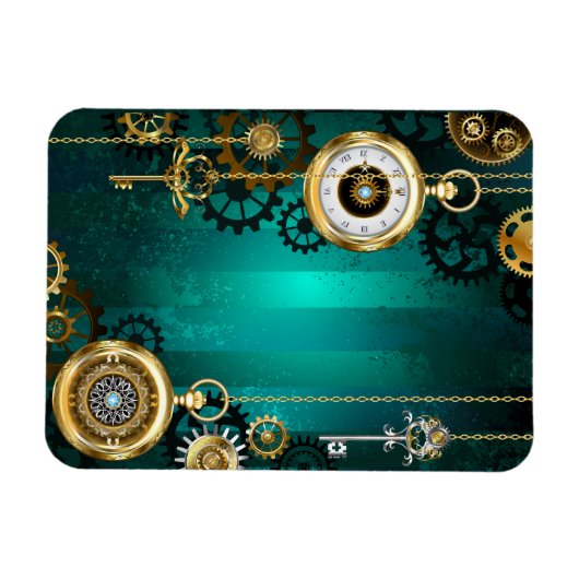 Steampunk Jewelry Watch, wir haben Green Backgroun Magnet (Horizontal)