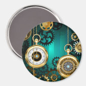 Steampunk Jewelry Watch, wir haben Green Backgroun Magnet (Vorderseite/Rückseite)