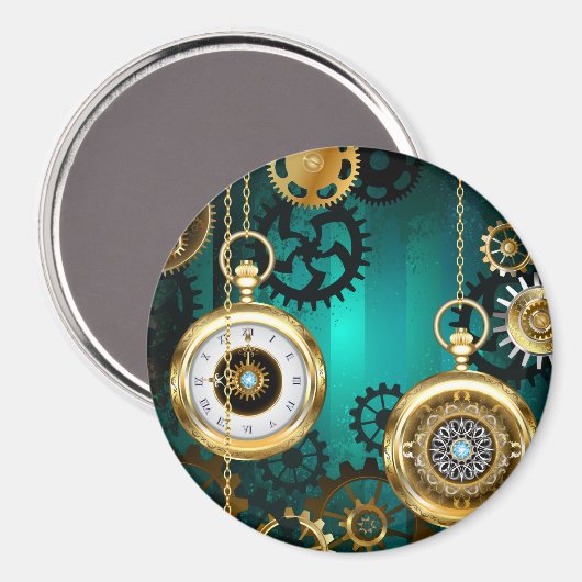 Steampunk Jewelry Watch, wir haben Green Backgroun Magnet (Vorderseite/Rückseite)