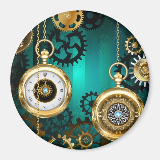 Steampunk Jewelry Watch, wir haben Green Backgroun Magnet (Vorne)