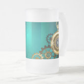 Steampunk Jewelry Watch, wir haben Green Backgroun Mattglas Bierglas (VorderseiteRechts)