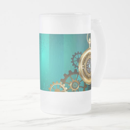 Steampunk Jewelry Watch, wir haben Green Backgroun Mattglas Bierglas (VorderseiteRechts)