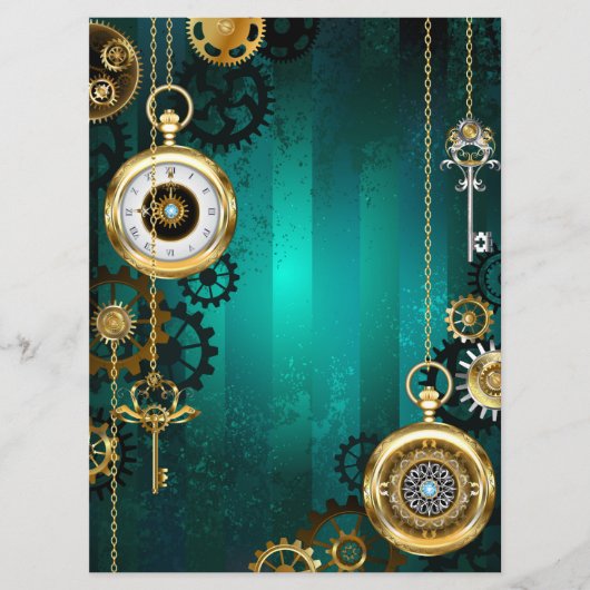 Steampunk Jewelry Watch, wir haben Green Backgroun Menükarte (Vorderseite)
