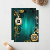 Steampunk Jewelry Watch, wir haben Green Backgroun Mitteilungskarte (Vorderseite/Rückseite Beispiel)