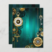 Steampunk Jewelry Watch, wir haben Green Backgroun Mitteilungskarte (Vorne/Hinten)