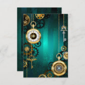 Steampunk Jewelry Watch, wir haben Green Backgroun Mitteilungskarte (Vorne/Hinten)