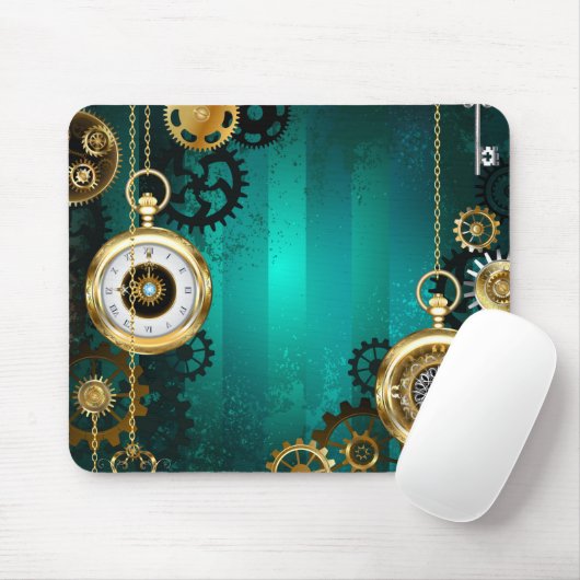 Steampunk Jewelry Watch, wir haben Green Backgroun Mousepad (Mit Mouse)