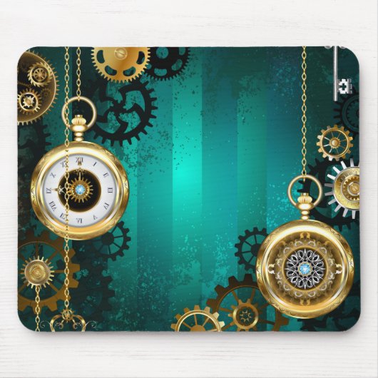 Steampunk Jewelry Watch, wir haben Green Backgroun Mousepad (Vorne)