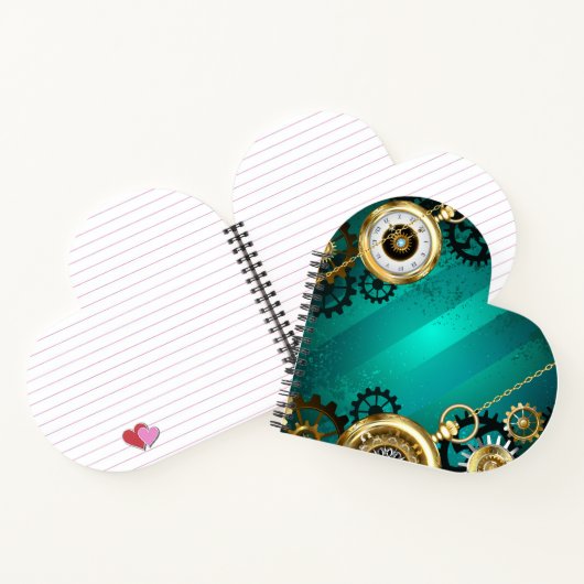 Steampunk Jewelry Watch, wir haben Green Backgroun Notizblock (Innenseite)