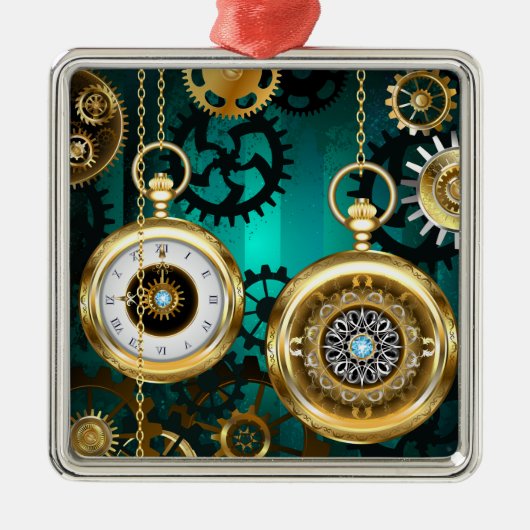 Steampunk Jewelry Watch, wir haben Green Backgroun Ornament Aus Metall (Vorne)