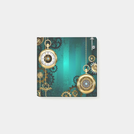 Steampunk Jewelry Watch, wir haben Green Backgroun Post-it Klebezettel (Vorderseite)
