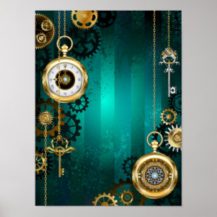 Steampunk Jewelry Watch, wir haben Green Backgroun Poster