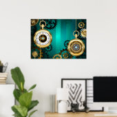 Steampunk Jewelry Watch, wir haben Green Backgroun Poster (Heimbüro)