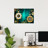 Steampunk Jewelry Watch, wir haben Green Backgroun Poster (Heimbüro)