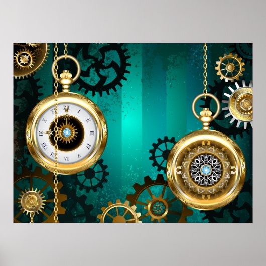 Steampunk Jewelry Watch, wir haben Green Backgroun Poster (Vorne)