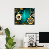 Steampunk Jewelry Watch, wir haben Green Backgroun Poster (Heimbüro)