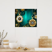 Steampunk Jewelry Watch, wir haben Green Backgroun Poster (Küche)