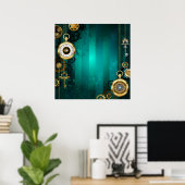 Steampunk Jewelry Watch, wir haben Green Backgroun Poster (Heimbüro)