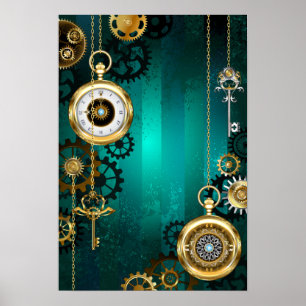 Steampunk Jewelry Watch, wir haben Green Backgroun Poster