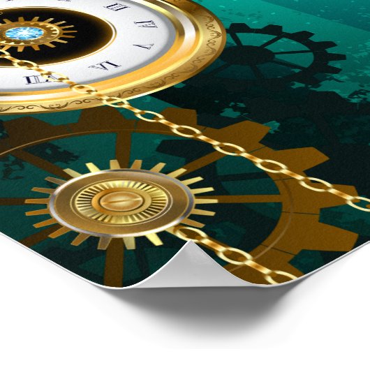 Steampunk Jewelry Watch, wir haben Green Backgroun Poster (Ecke)