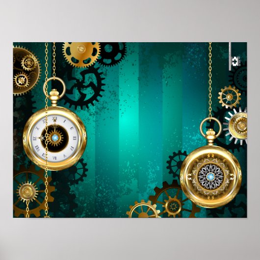 Steampunk Jewelry Watch, wir haben Green Backgroun Poster (Vorne)