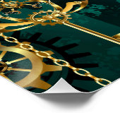 Steampunk Jewelry Watch, wir haben Green Backgroun Poster (Ecke)