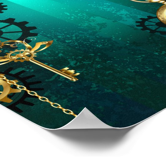 Steampunk Jewelry Watch, wir haben Green Backgroun Poster (Ecke)