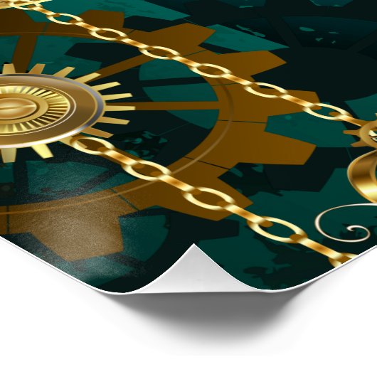 Steampunk Jewelry Watch, wir haben Green Backgroun Poster (Ecke)