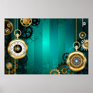 Steampunk Jewelry Watch, wir haben Green Backgroun Poster