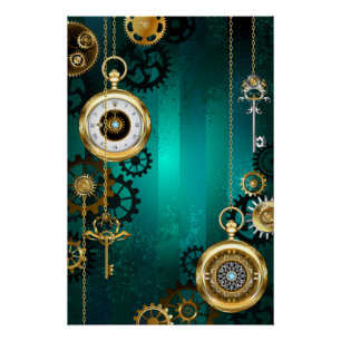 Steampunk Jewelry Watch, wir haben Green Backgroun Poster