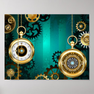 Steampunk Jewelry Watch, wir haben Green Backgroun Poster