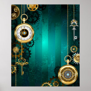Steampunk Jewelry Watch, wir haben Green Backgroun Poster