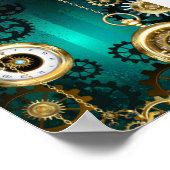 Steampunk Jewelry Watch, wir haben Green Backgroun Poster (Ecke)