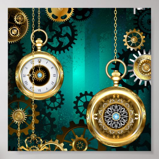 Steampunk Jewelry Watch, wir haben Green Backgroun Poster (Vorne)