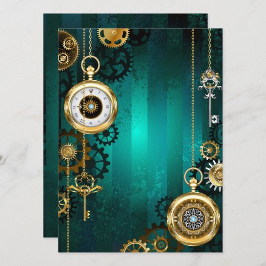 Steampunk Jewelry Watch, wir haben Green Backgroun Programm (Vorne/Hinten)