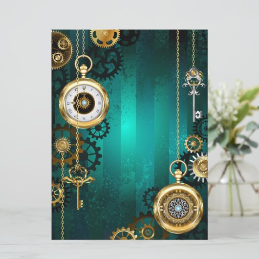 Steampunk Jewelry Watch, wir haben Green Backgroun Programm (Stehend Vorderseite)