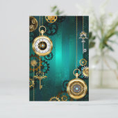 Steampunk Jewelry Watch, wir haben Green Backgroun RSVP Karte (Stehend Vorderseite)