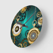 Steampunk Jewelry Watch, wir haben Green Backgroun Runde Wanduhr (Winkel)