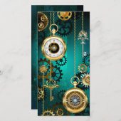 Steampunk Jewelry Watch, wir haben Green Backgroun Save The Date (Vorne/Hinten)