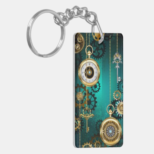 Steampunk Jewelry Watch, wir haben Green Backgroun Schlüsselanhänger (Vorderseite links)