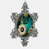 Steampunk Jewelry Watch, wir haben Green Backgroun Schneeflocken Zinn-Ornament (Links)