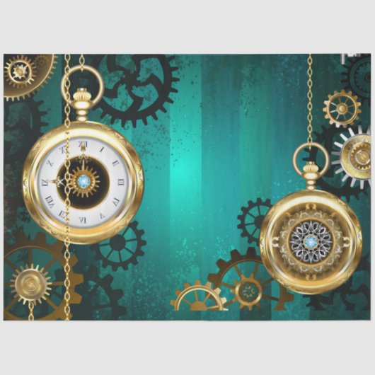 Steampunk Jewelry Watch, wir haben Green Backgroun Seidenpapier (Vorderseite)