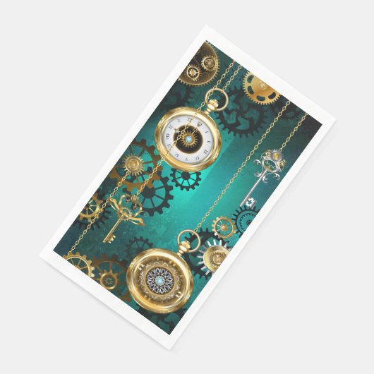 Steampunk Jewelry Watch, wir haben Green Backgroun Serviette (Ecke)