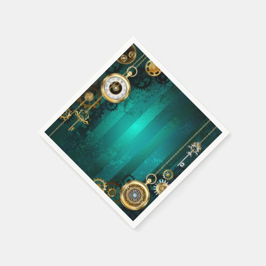 Steampunk Jewelry Watch, wir haben Green Backgroun Serviette (Ecke)