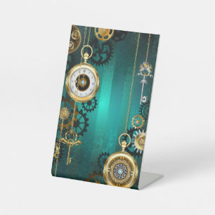 Steampunk Jewelry Watch, wir haben Green Backgroun Sockelschild